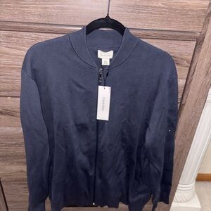 Calvin Klein Men's Dark Blue Zip-Up Sweater